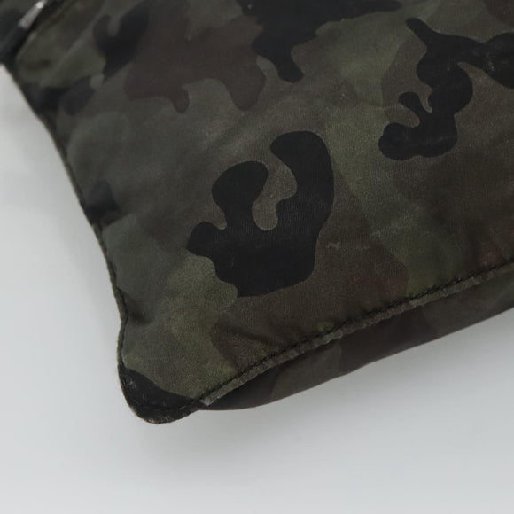 PRADA Shoulder Bag Nylon Khaki Black Auth bs23050