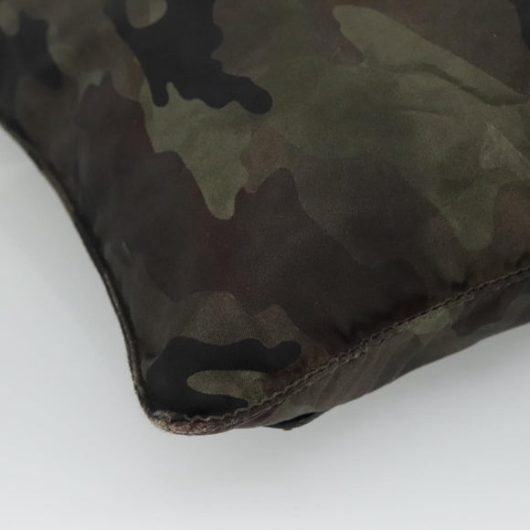 PRADA Shoulder Bag Nylon Khaki Black Auth bs23050