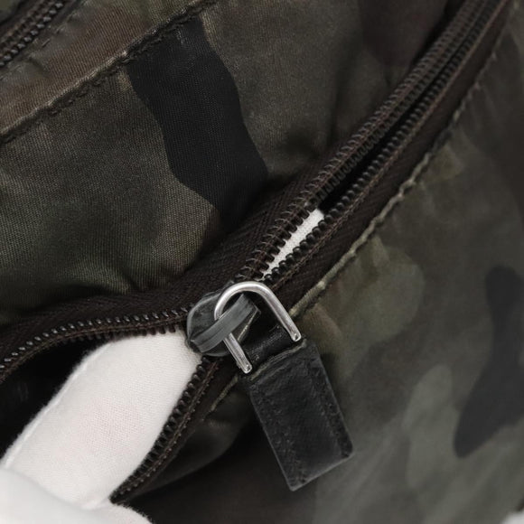 PRADA Shoulder Bag Nylon Khaki Black Auth bs23050
