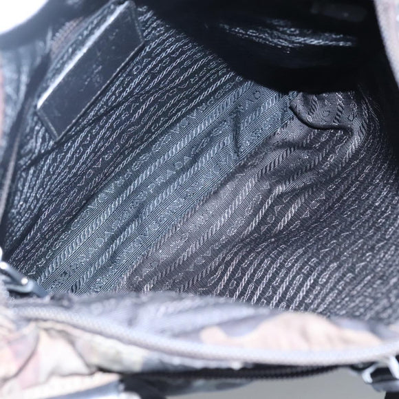 PRADA Shoulder Bag Nylon Khaki Black Auth bs23050