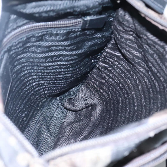 PRADA Shoulder Bag Nylon Khaki Black Auth bs23050