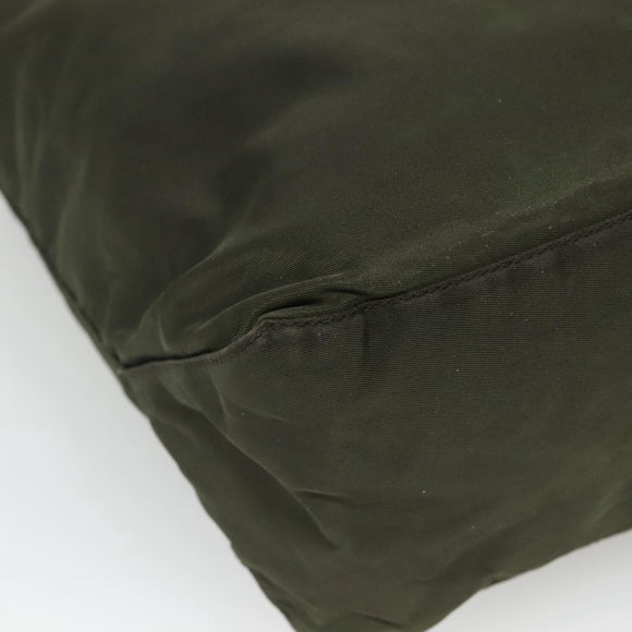 PRADA Tote Bag Nylon Khaki Silver Auth bs23051