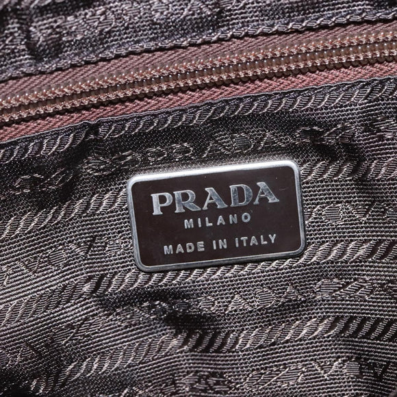 PRADA Tote Bag Nylon Khaki Silver Auth bs23051