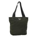 PRADA Tote Bag Nylon Khaki Silver Auth bs23051-1