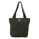 PRADA Tote Bag Nylon Khaki Silver Auth bs23051-13