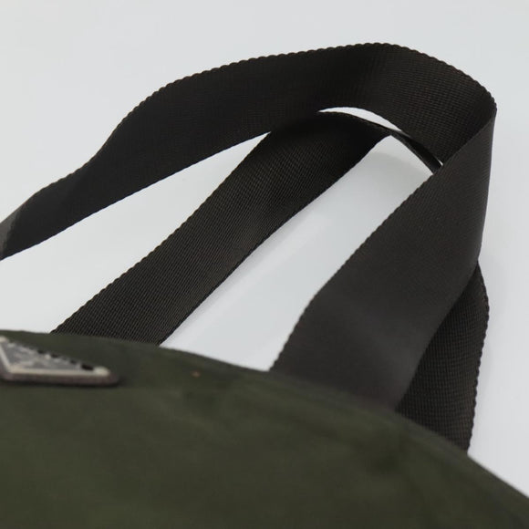 PRADA Tote Bag Nylon Khaki Silver Auth bs23051