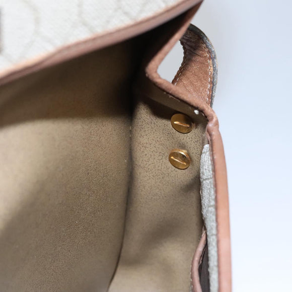 Christian Dior Honeycomb Canvas Shoulder Bag PVC Leather Beige Auth bs23056