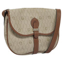 Christian Dior Honeycomb Canvas Shoulder Bag PVC Leather Beige Auth bs23056-1