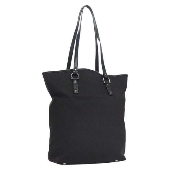 Salvatore Ferragamo Gancini Tote Bag Canvas Black Silver Auth bs23065