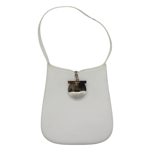 Salvatore Ferragamo Shoulder Bag Leather White Auth bs23066