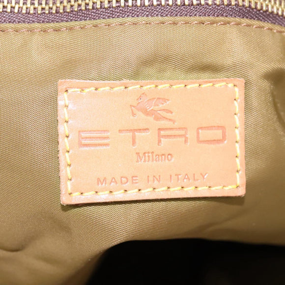 ETRO Paisley Shoulder Bag Nylon Brown Red Green Auth bs23067