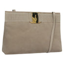 Salvatore Ferragamo Vala Shoulder Bag Suede Beige Auth bs23073-1