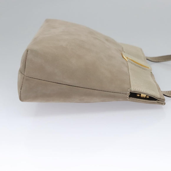 Salvatore Ferragamo Vala Shoulder Bag Suede Beige Auth bs23073