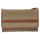 CELINE Macadam Canvas Shoulder Bag PVC Beige Brown gold Auth bs23079-13