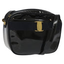Salvatore Ferragamo Vala Shoulder Bag Patent leather Black Gold Auth bs23082-1
