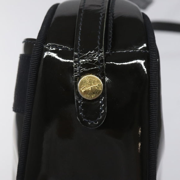 Salvatore Ferragamo Vala Shoulder Bag Patent leather Black Gold Auth bs23082