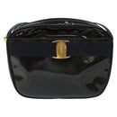 Salvatore Ferragamo Vala Shoulder Bag Patent leather Black Gold Auth bs23082-13