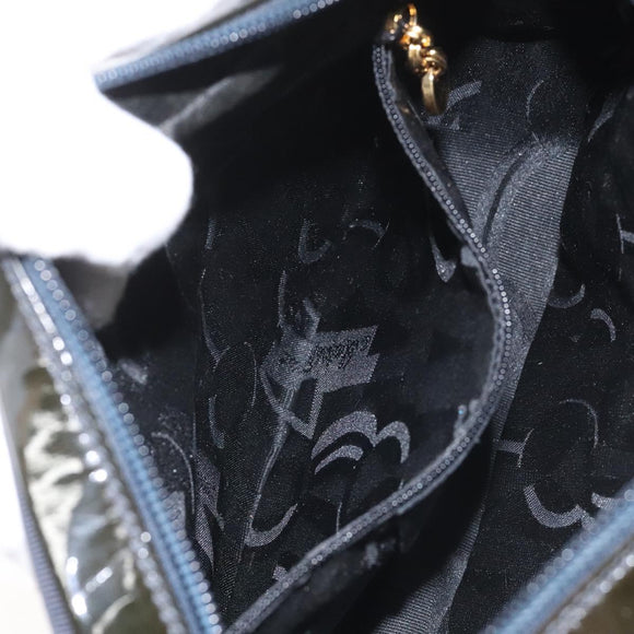 Salvatore Ferragamo Vala Shoulder Bag Patent leather Black Gold Auth bs23082