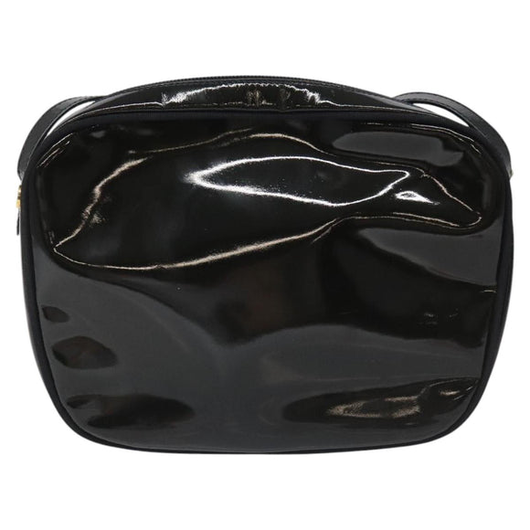 Salvatore Ferragamo Vala Shoulder Bag Patent leather Black Gold Auth bs23082