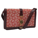 CELINE C Sulky Shoulder Bag Red Gold Auth bs23084-1