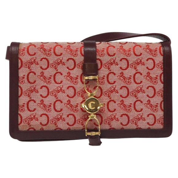 CELINE C Sulky Shoulder Bag Red Gold Auth bs23084