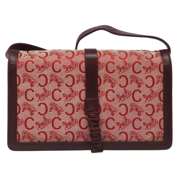 CELINE C Sulky Shoulder Bag Red Gold Auth bs23084