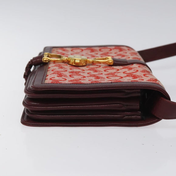 CELINE C Sulky Shoulder Bag Red Gold Auth bs23084