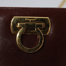 Salvatore Ferragamo Chain Gancini Shoulder Bag Leather Brown Gold Auth bs23090-9