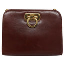 Salvatore Ferragamo Chain Gancini Shoulder Bag Leather Brown Gold Auth bs23090-13