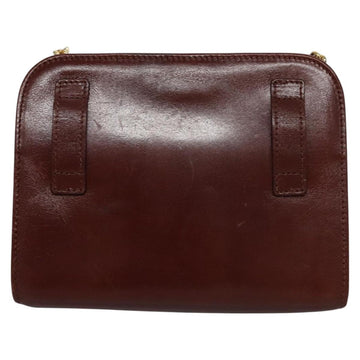 Salvatore Ferragamo Chain Gancini Shoulder Bag Leather Brown Gold Auth bs23090 - 0