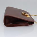 Salvatore Ferragamo Chain Gancini Shoulder Bag Leather Brown Gold Auth bs23090-3