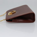 Salvatore Ferragamo Chain Gancini Shoulder Bag Leather Brown Gold Auth bs23090-4