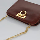 Salvatore Ferragamo Chain Gancini Shoulder Bag Leather Brown Gold Auth bs23090-6