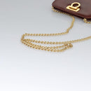 Salvatore Ferragamo Chain Gancini Shoulder Bag Leather Brown Gold Auth bs23090-7