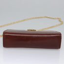 Salvatore Ferragamo Chain Gancini Shoulder Bag Leather Brown Gold Auth bs23090-5