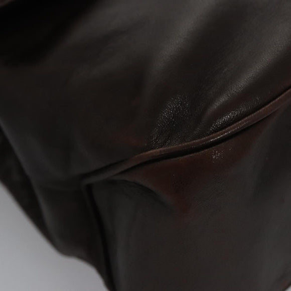 Salvatore Ferragamo Shoulder Bag Leather Brown Silver Auth bs23091