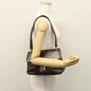 Salvatore Ferragamo Shoulder Bag Leather Brown Silver Auth bs23091-21