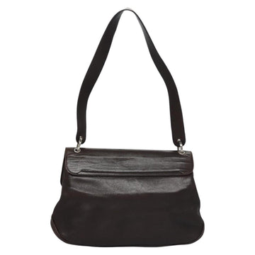 Salvatore Ferragamo Shoulder Bag Leather Brown Silver Auth bs23091 - 0