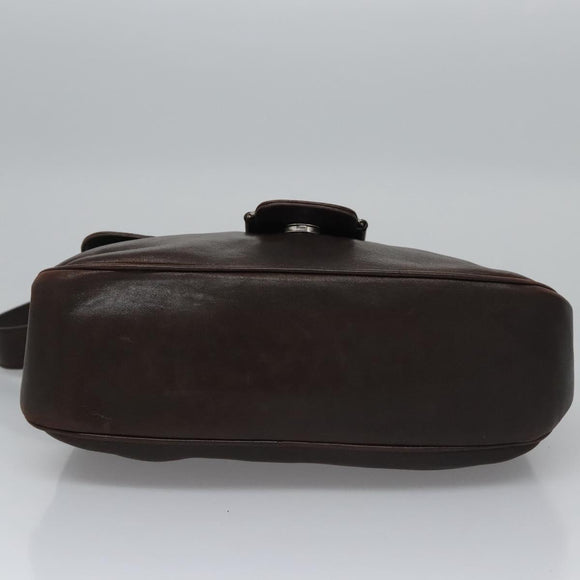 Salvatore Ferragamo Shoulder Bag Leather Brown Silver Auth bs23091