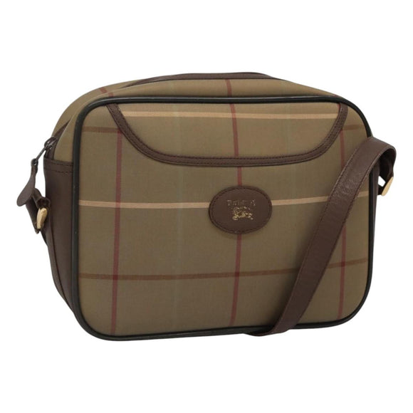 Burberrys Nova Check Shoulder Bag Canvas Leather Brown Gold Auth bs23092