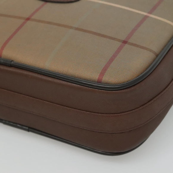 Burberrys Nova Check Shoulder Bag Canvas Leather Brown Gold Auth bs23092