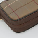 Burberrys Nova Check Shoulder Bag Canvas Leather Brown Gold Auth bs23092-14