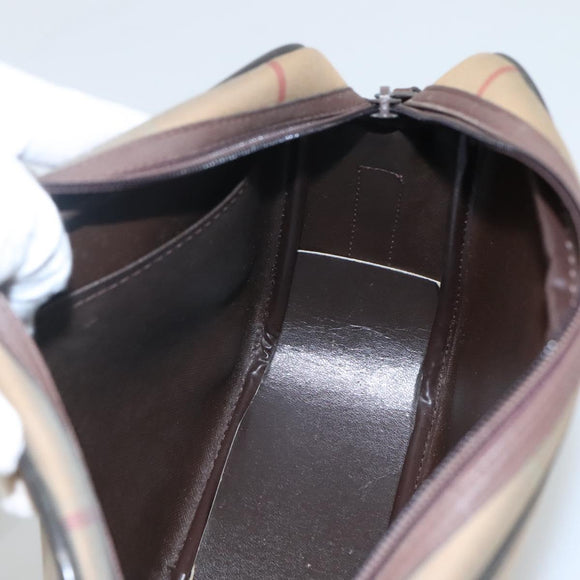 Burberrys Nova Check Shoulder Bag Canvas Leather Brown Gold Auth bs23092