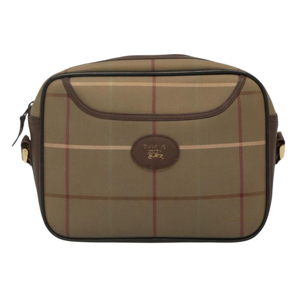 Burberrys Nova Check Shoulder Bag Canvas Leather Brown Gold Auth bs23092