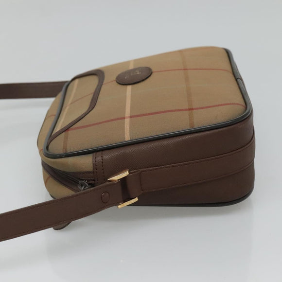 Burberrys Nova Check Shoulder Bag Canvas Leather Brown Gold Auth bs23092