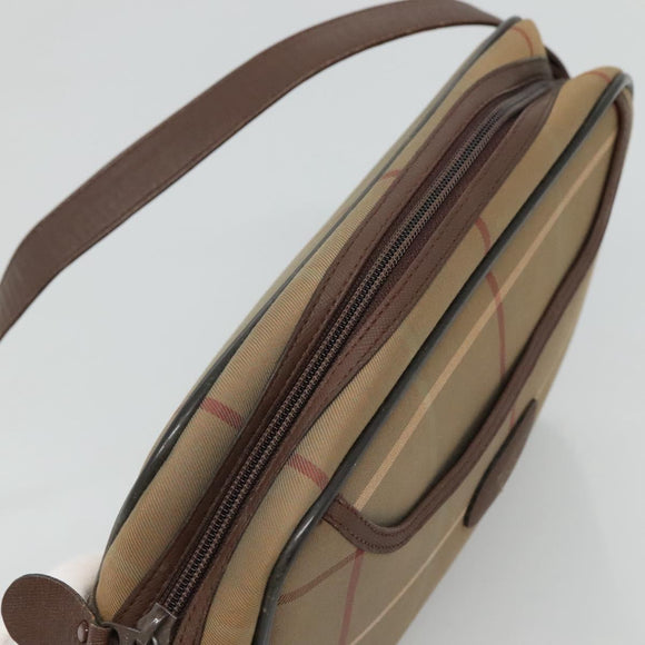 Burberrys Nova Check Shoulder Bag Canvas Leather Brown Gold Auth bs23092