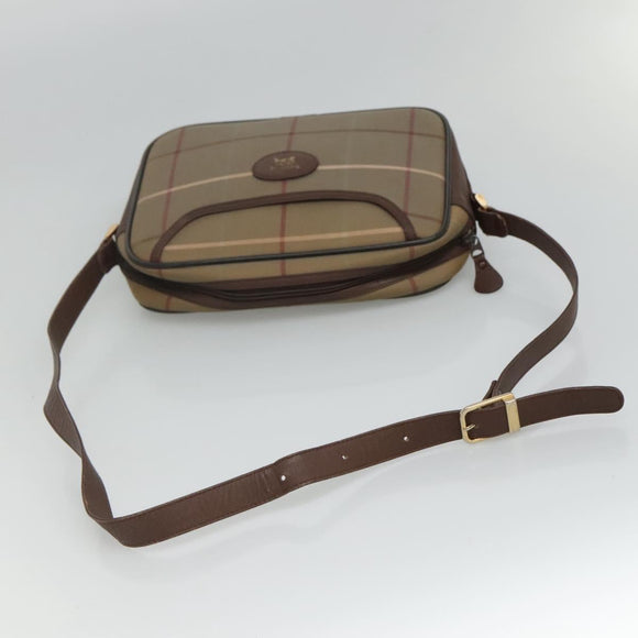 Burberrys Nova Check Shoulder Bag Canvas Leather Brown Gold Auth bs23092