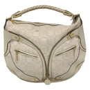 Gianni Versace Shoulder Bag Canvas Leather White Gold Auth bs23095-13