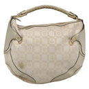 Gianni Versace Shoulder Bag Canvas Leather White Gold Auth bs23095-2