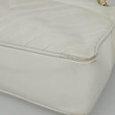 CHANEL Chain V Stitch Shoulder Bag Lamb Skin White CC Auth bs23119-15